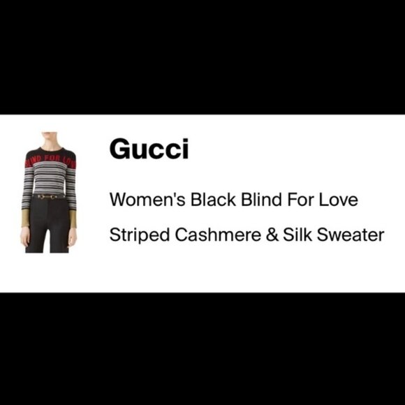 New GUCCI Authentic Blind For Love Cashmere Striped Sweater 2018 Collection NWT - Picture 10 of 17